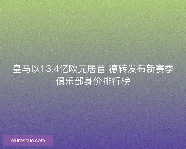 皇马以13.4亿欧元居首 德转发布新赛季俱乐部身价排行榜
