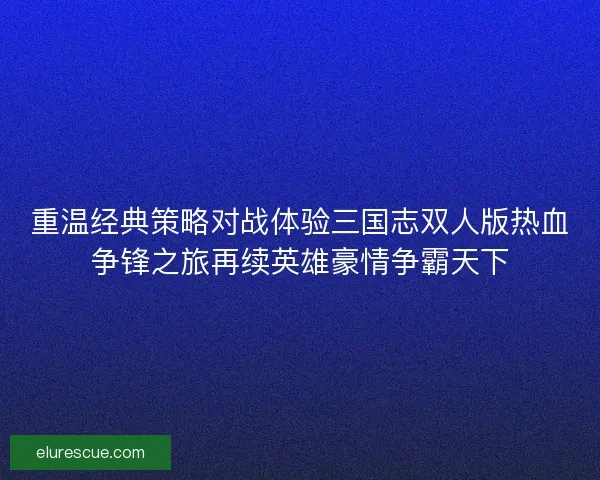 重温经典策略对战体验三国志双人版热血争锋之旅再续英雄豪情争霸天下