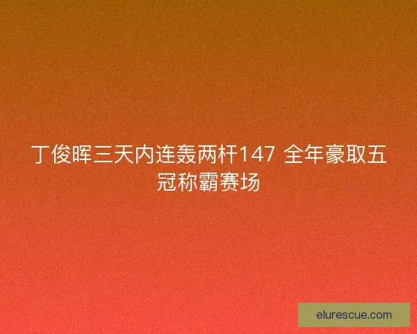 丁俊晖三天内连轰两杆147 全年豪取五冠称霸赛场