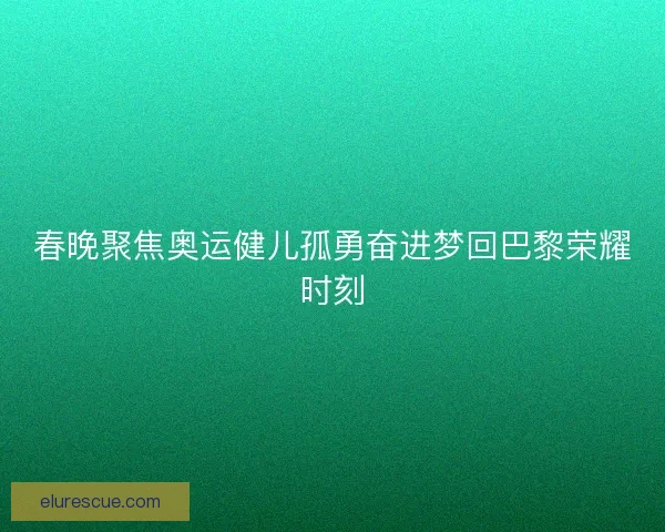 春晚聚焦奥运健儿孤勇奋进梦回巴黎荣耀时刻